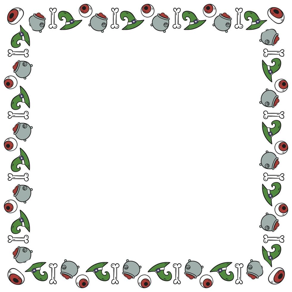 Hand drawn halloween frame template design vector