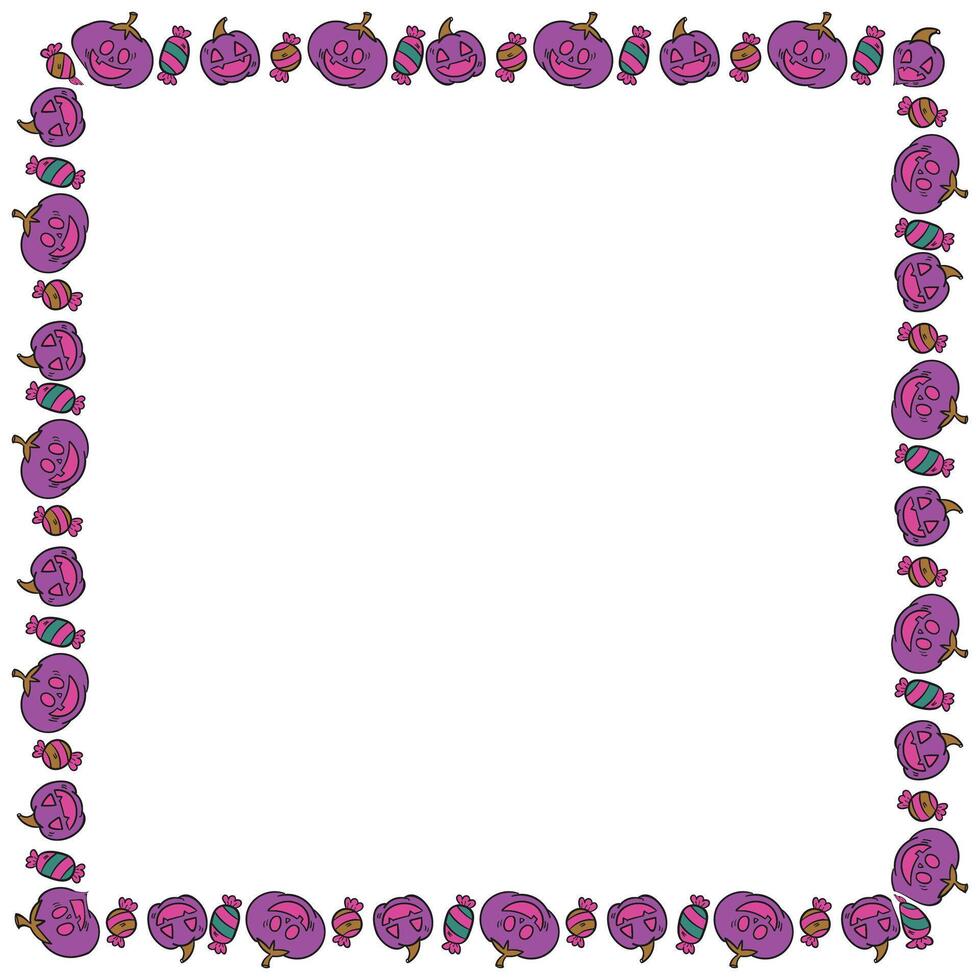 Hand drawn halloween frame template design vector