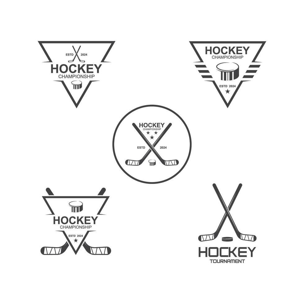 Ice Hockey logo, emblem, badges, labels and design elements vector