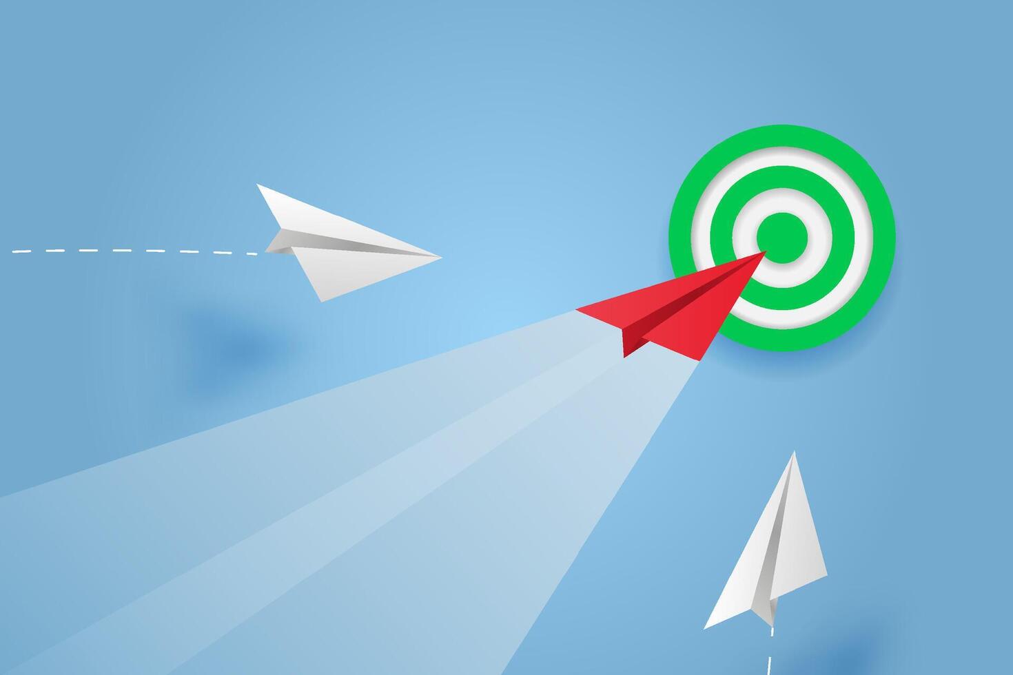 Paper plane go to success goal business financial concept start up, leadership, creative idea symbol paper art style with copy space for text. illustration vector
