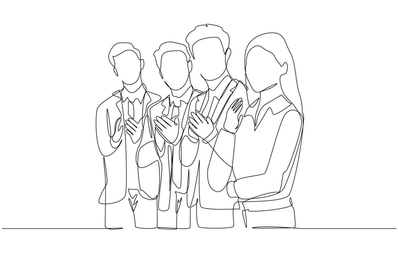 Continuous one line drawing of businesswoman raising to express opinion amid business discussion, business meeting, workshop and brainstorming idea concept, single line art. vector