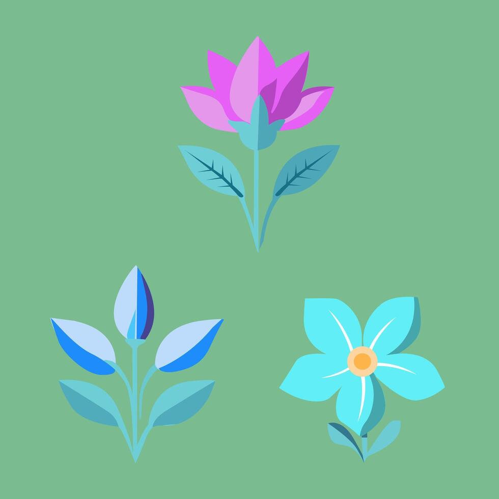 Cute flat flower ornament icon vector
