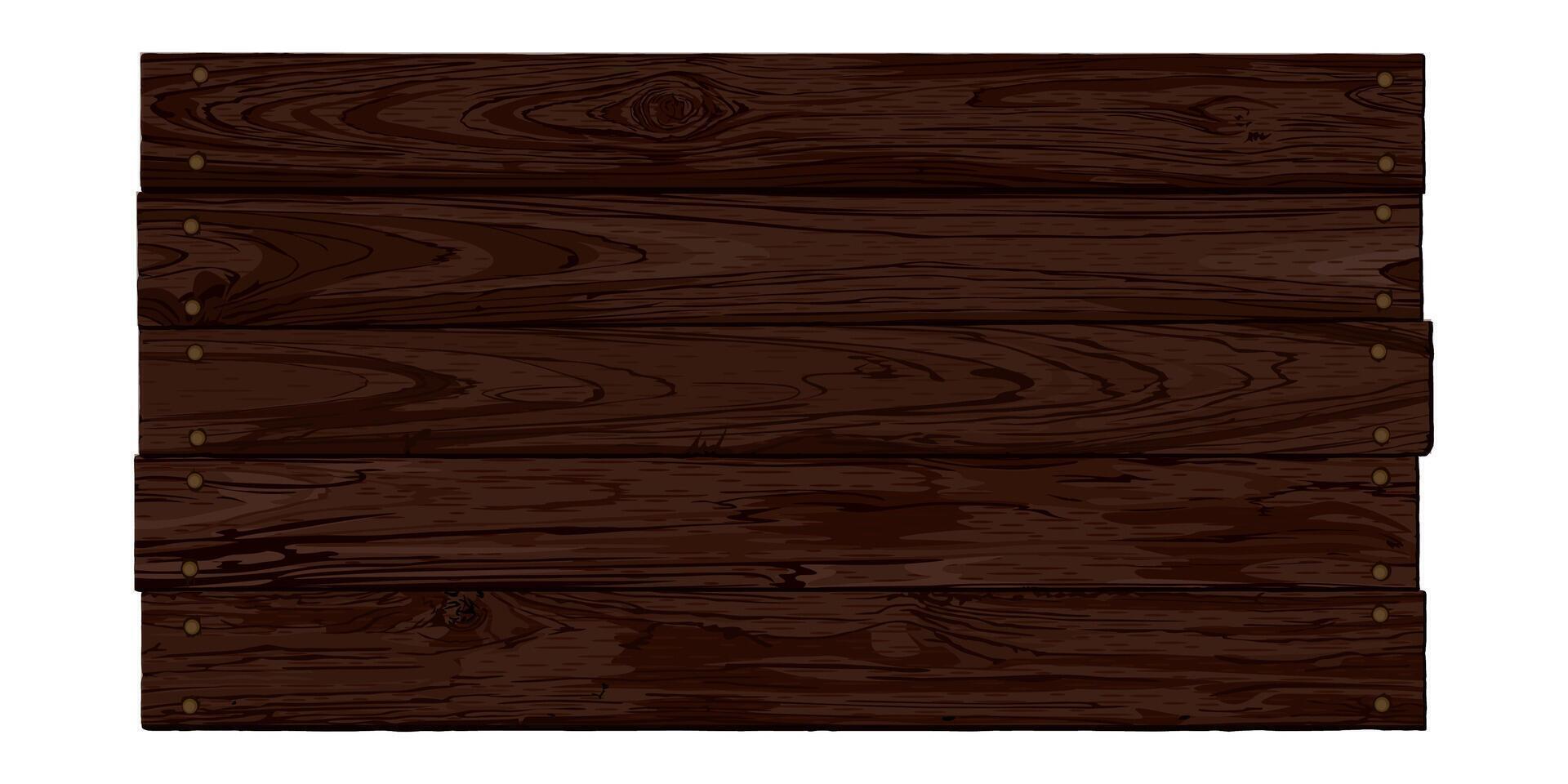 Blank signboard isolated made from cut timber panels and held together with brass rivets graphic illustrated. Nameplate wooden texture pattern. vector