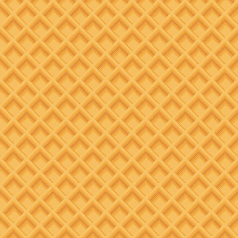Wafer 3D seamless pattern yellow brown colors illustration. Ice cream cone texture on square background. Waffle graphic pattern. vector