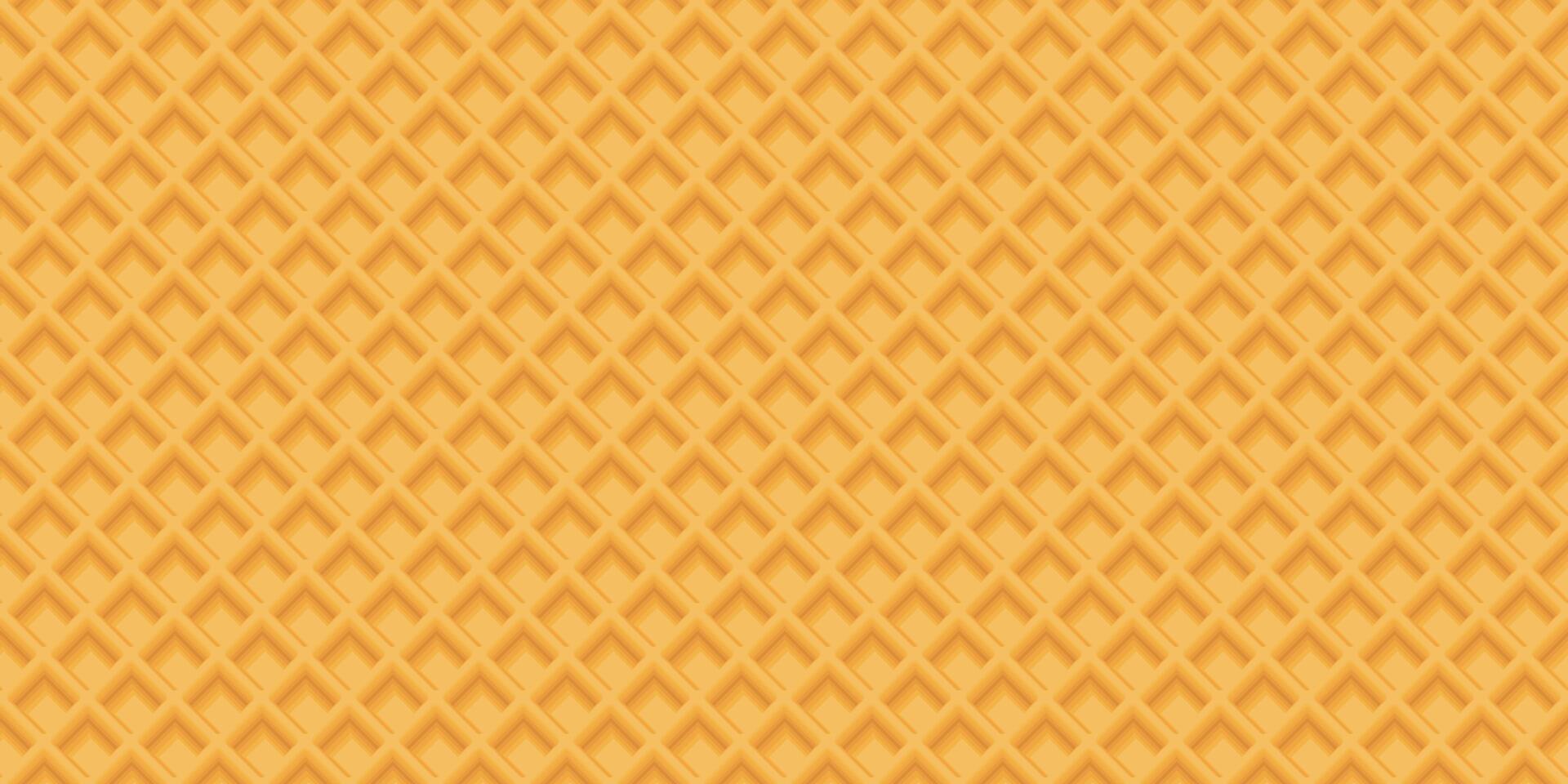 Abstract wafer 3D seamless pattern yellow brown colors illustration. Ice cream cone texture rectangle background. Waffle graphic pattern. vector