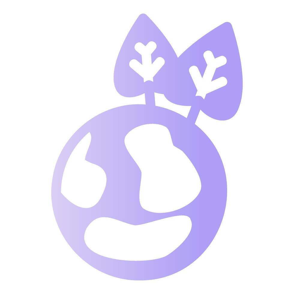 Earth with Leaves Glyph Gradient Icon vector