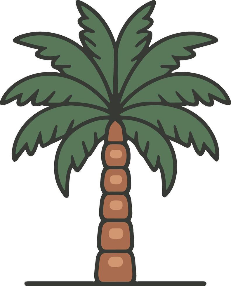 A flat minimalist illustration of a palm tree on a white background vector