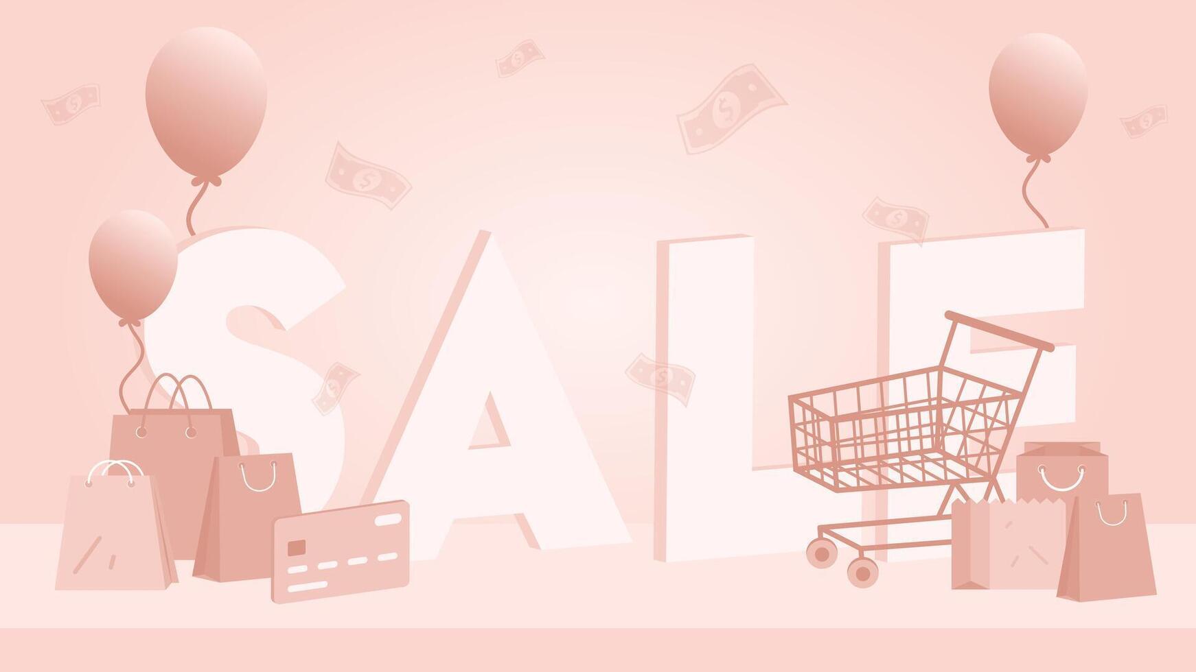 Online shopping concept, templates for online marketing and shopping. Flat design of online shopping with campaign, discount, promo, and sales. Digital marketing for web design, banner, landing page. vector