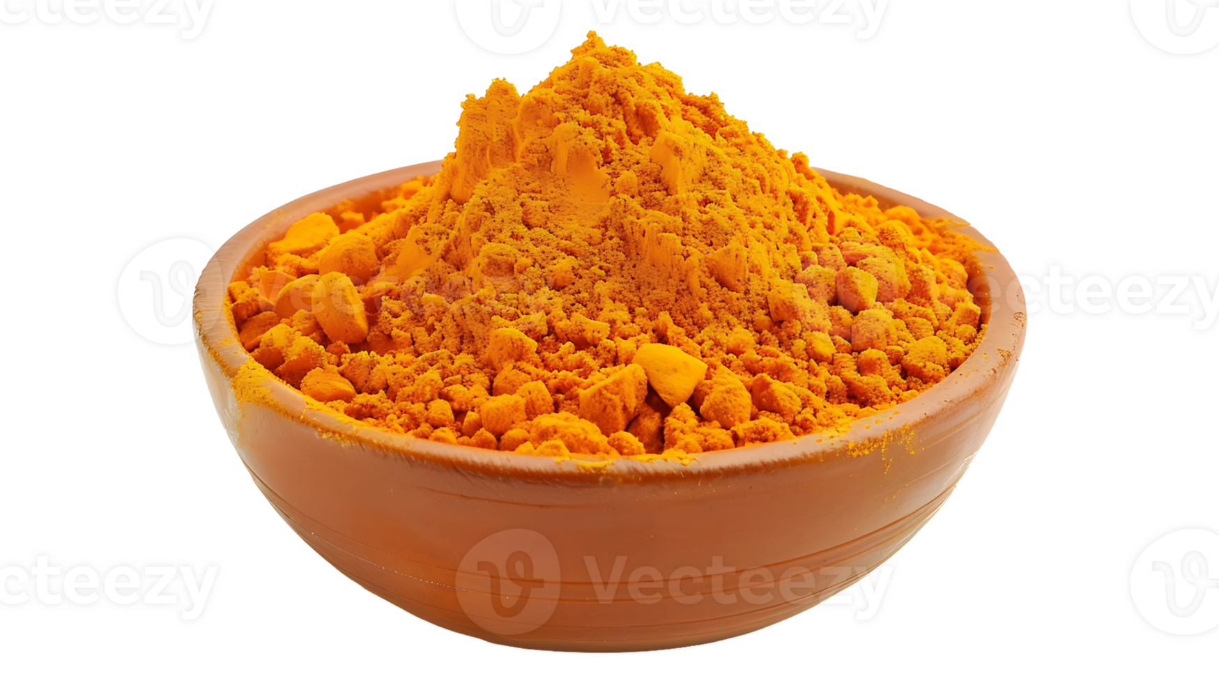 Turmeric powder in a bowl on a transparent background png