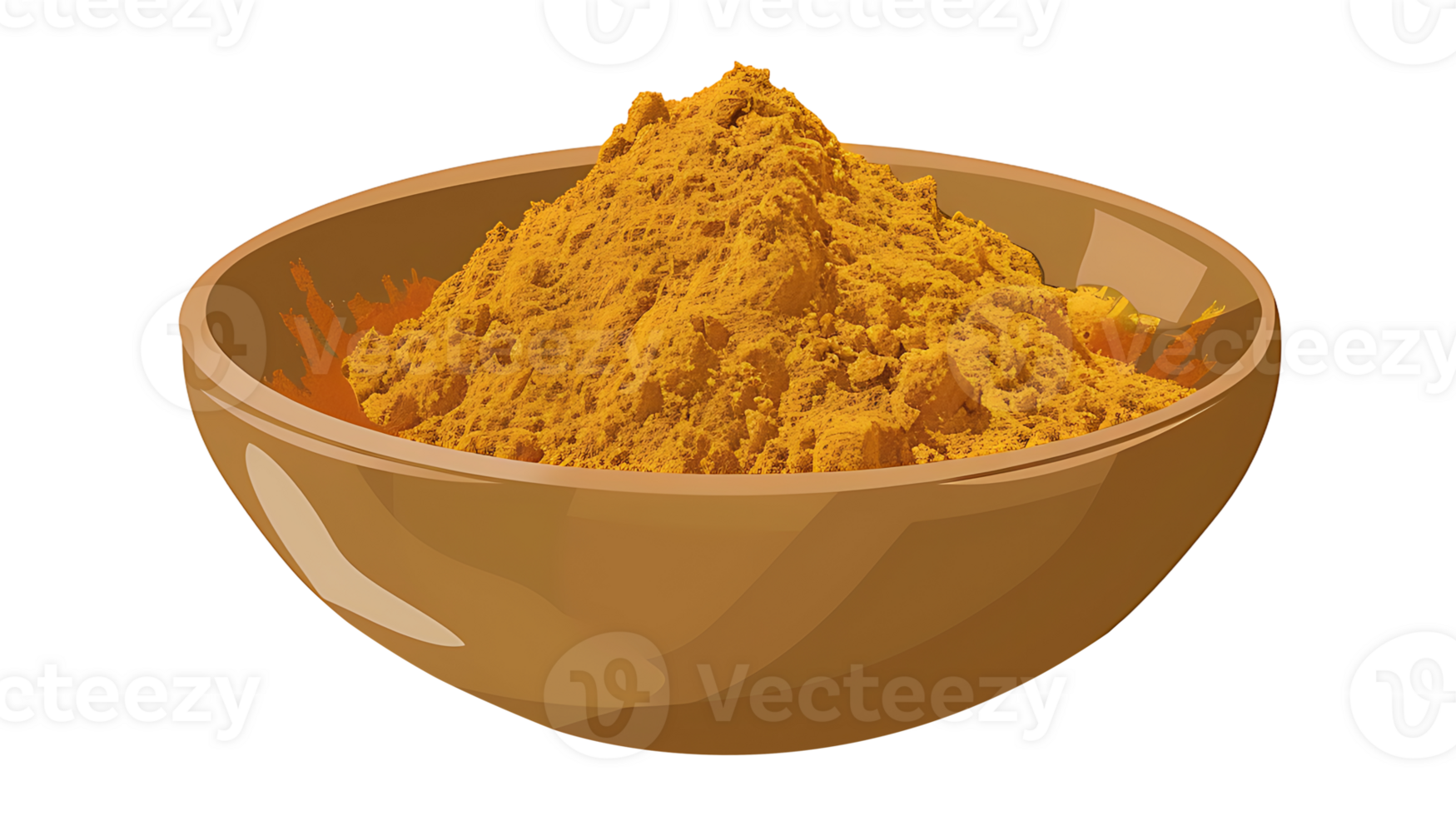 Turmeric powder in a bowl on a transparent background png