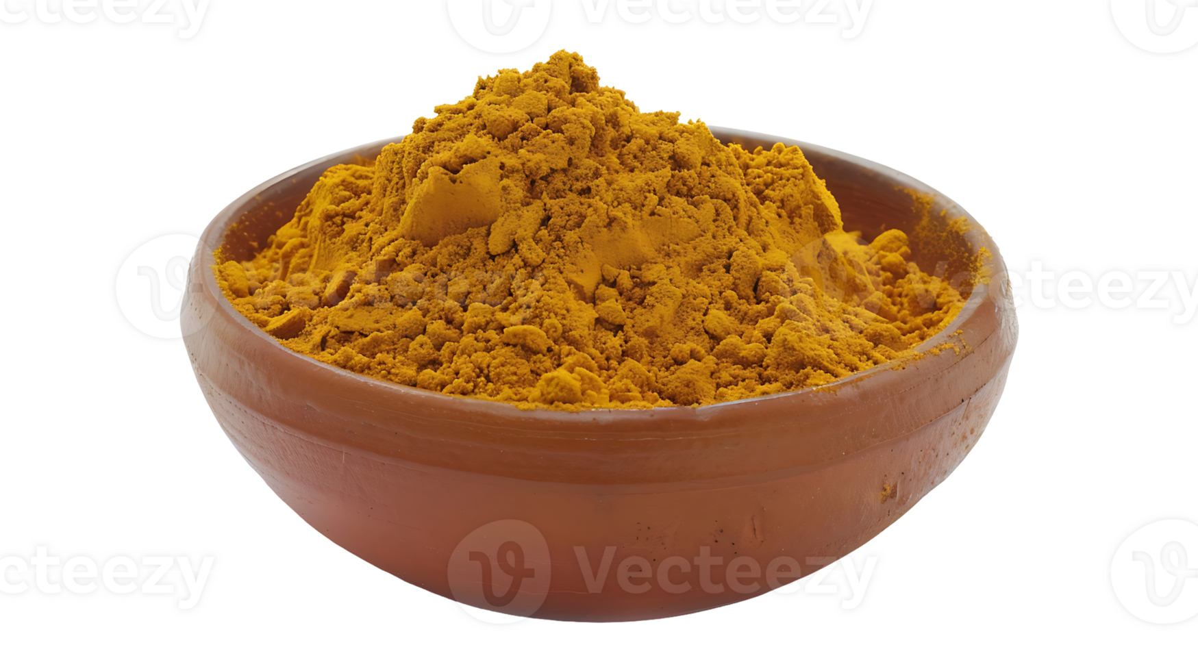 Turmeric powder in a bowl on a transparent background png