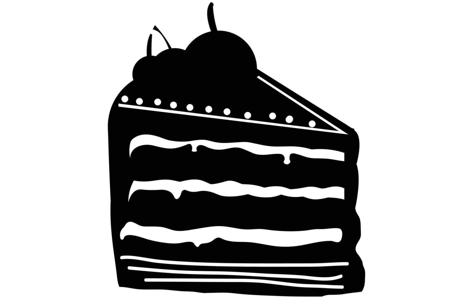 Cake Dessert Black Silhouette ,Cake Slice Silhouette, Birthday cake icon. vector