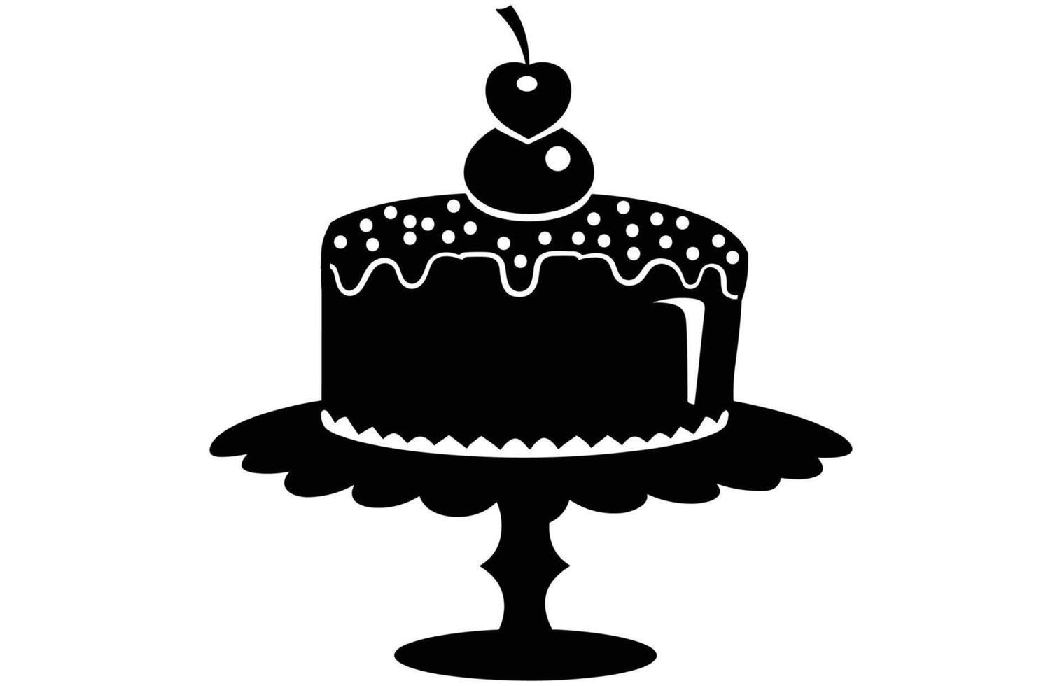 Cake Dessert Black Silhouette ,Cake Slice Silhouette, Birthday cake icon. vector