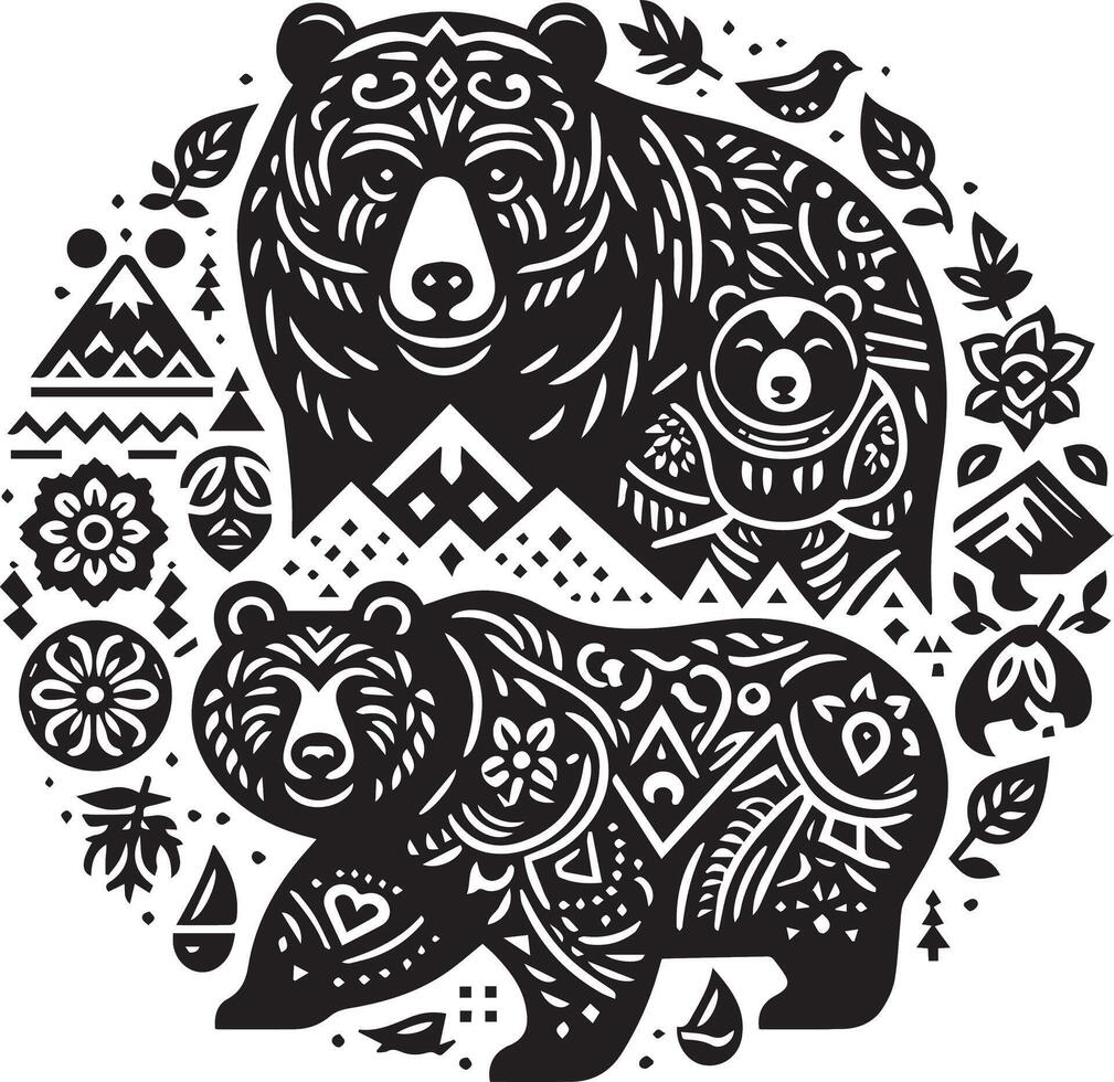 Bears design silhouette art work EPS file, Generator AI vector