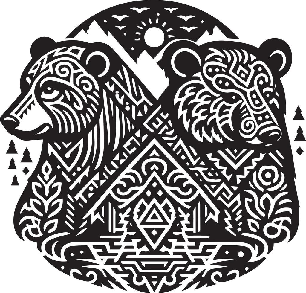 Bears design silhouette art work EPS file, Generator AI vector