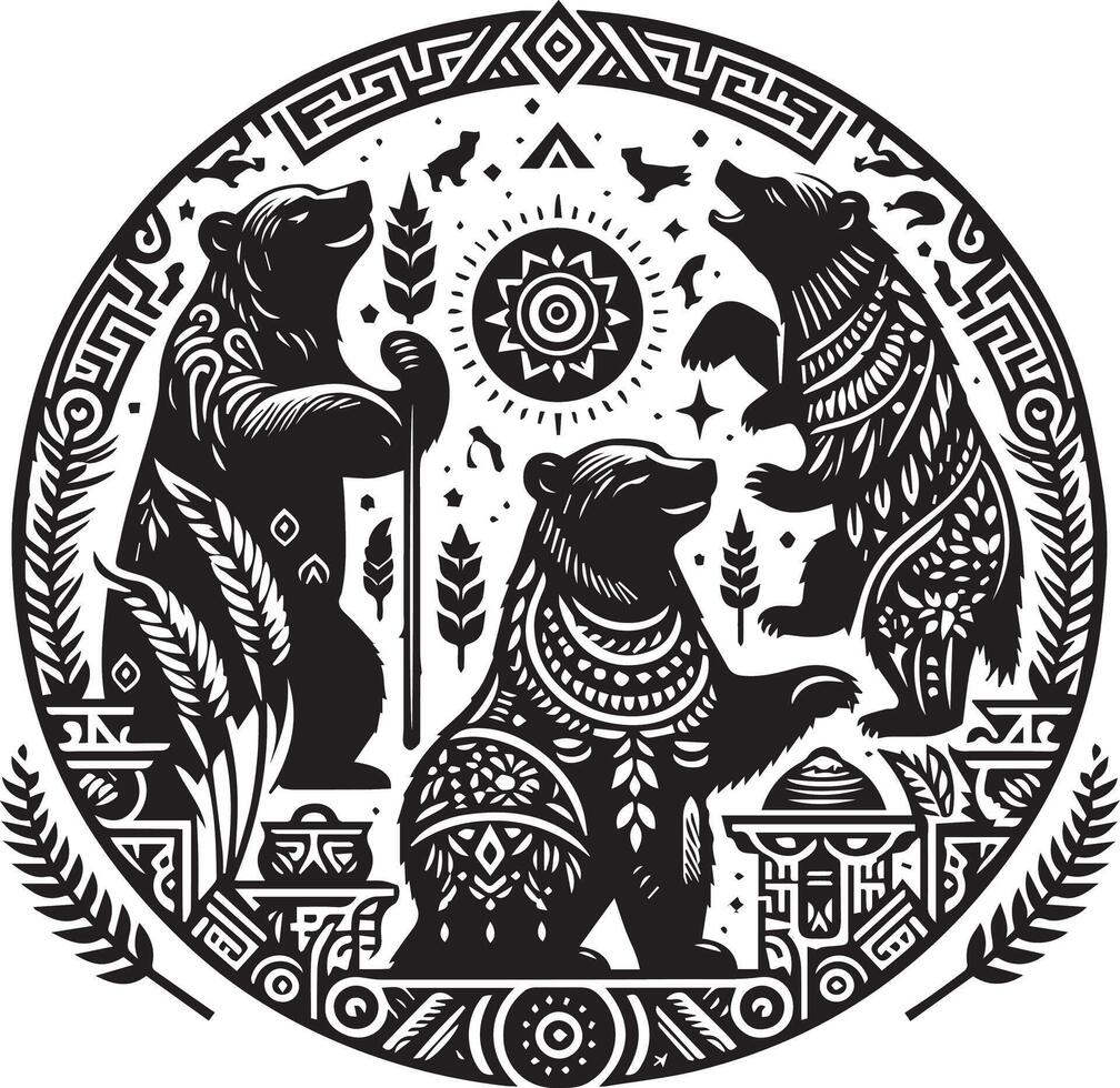 Bears design silhouette art work EPS file, Generator AI vector