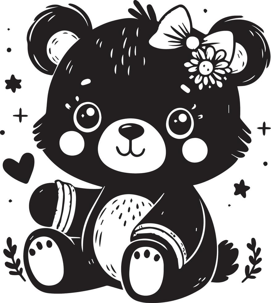 Baby Bears design silhouette art work EPS file, Generator AI vector