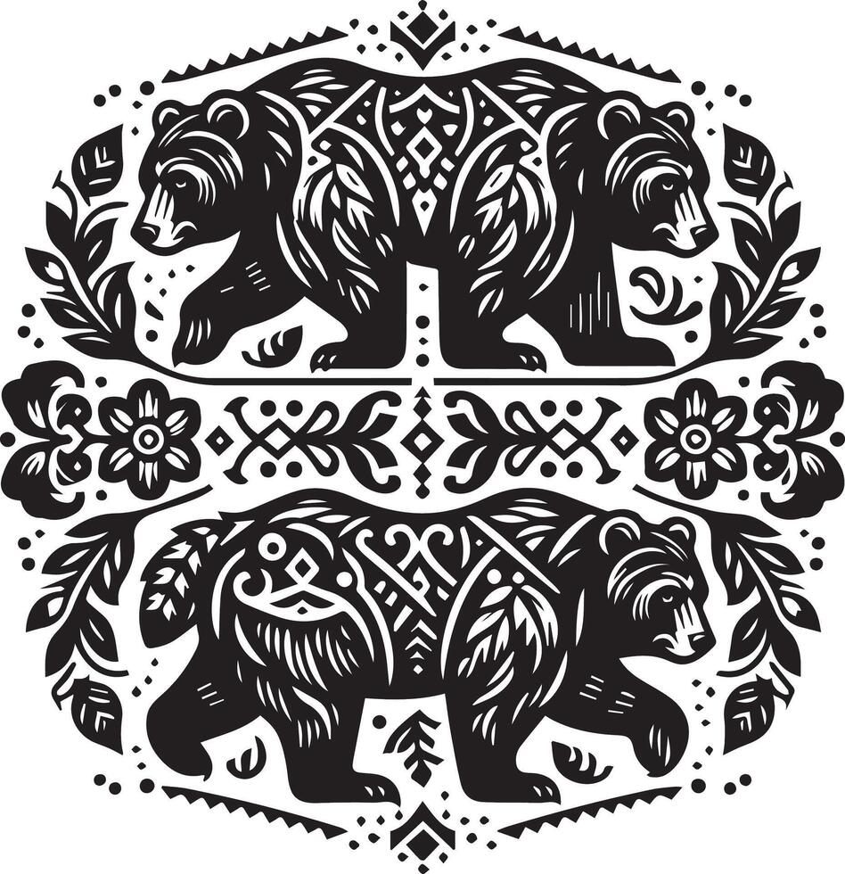 Bears design silhouette art work EPS file, Generator AI vector