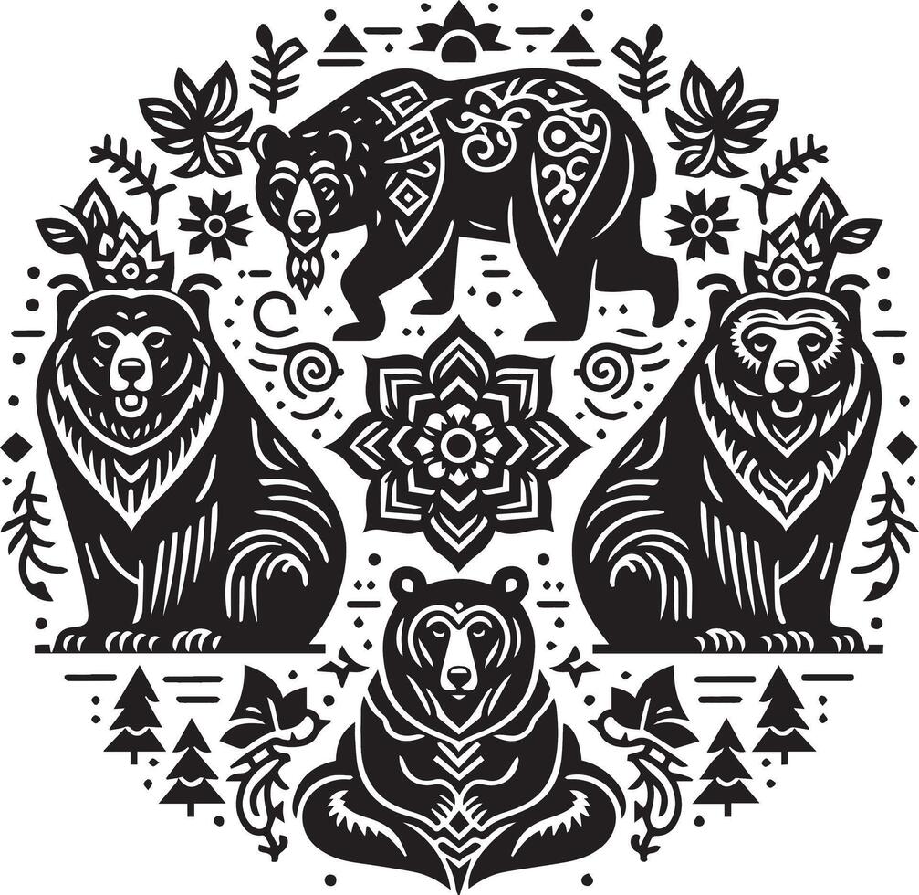 Bears design silhouette art work EPS file, Generator AI vector