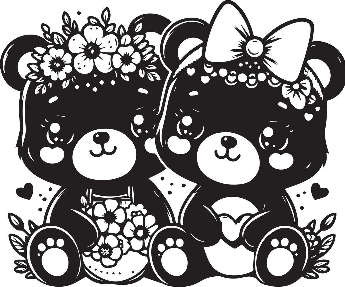 Baby Bears design silhouette art work EPS file, Generator AI vector