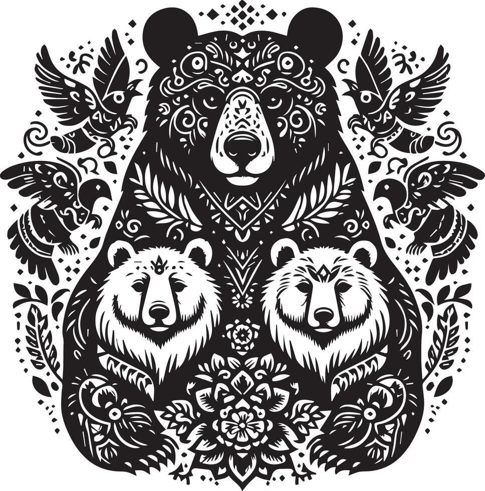 Bears design silhouette art work EPS file, Generator AI vector