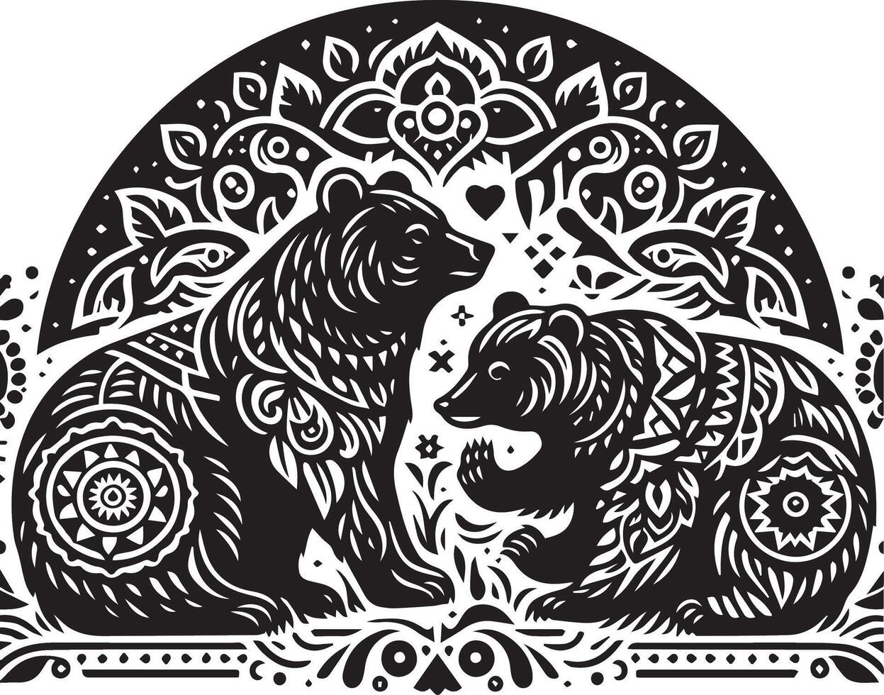 Bears design silhouette art work EPS file, Generator AI vector