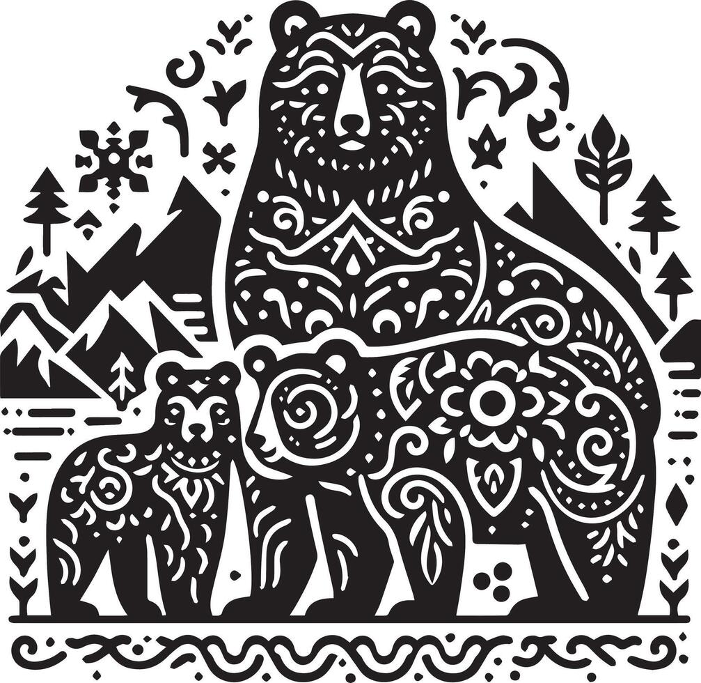 Bears design silhouette art work EPS file, Generator AI vector