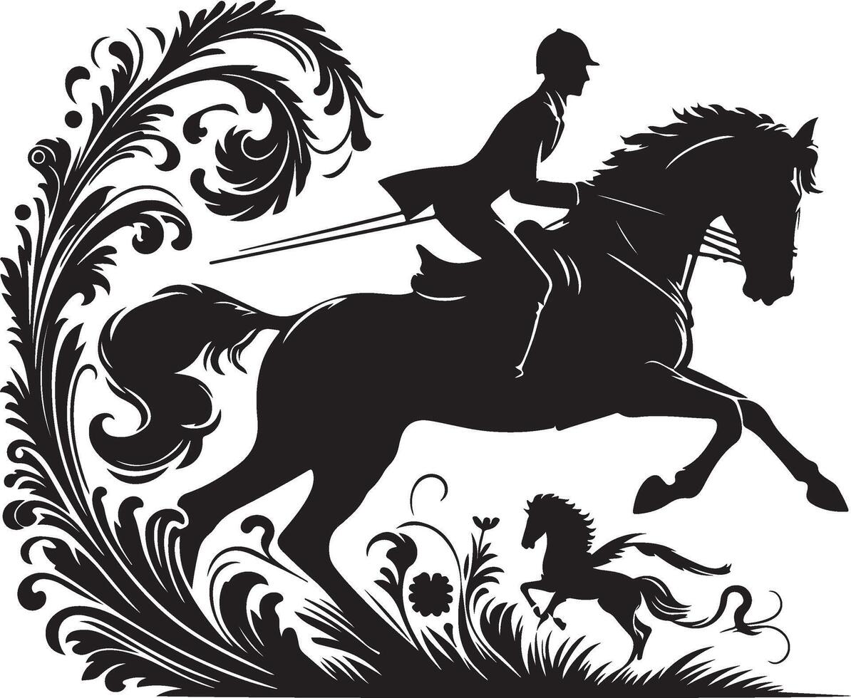 Hores design silhouette art work EPS file, Generator AI vector