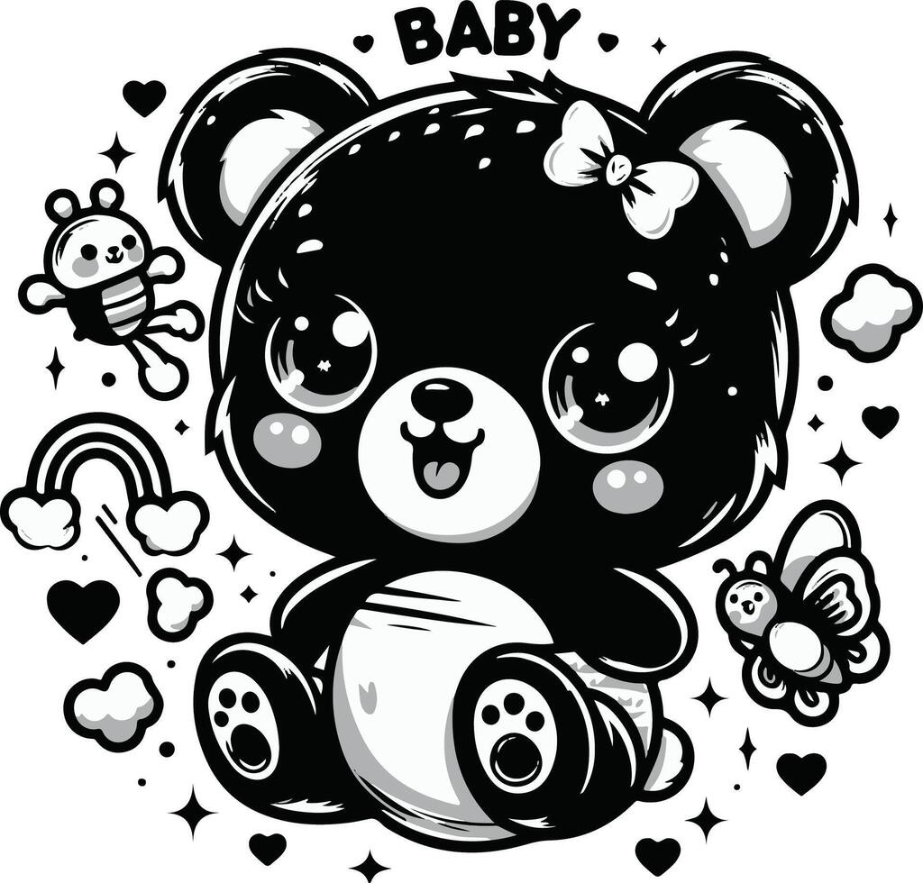 Baby Bears design silhouette art work EPS file, Generator AI vector