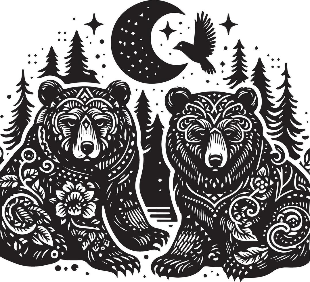 Bears design silhouette art work EPS file, Generator AI vector
