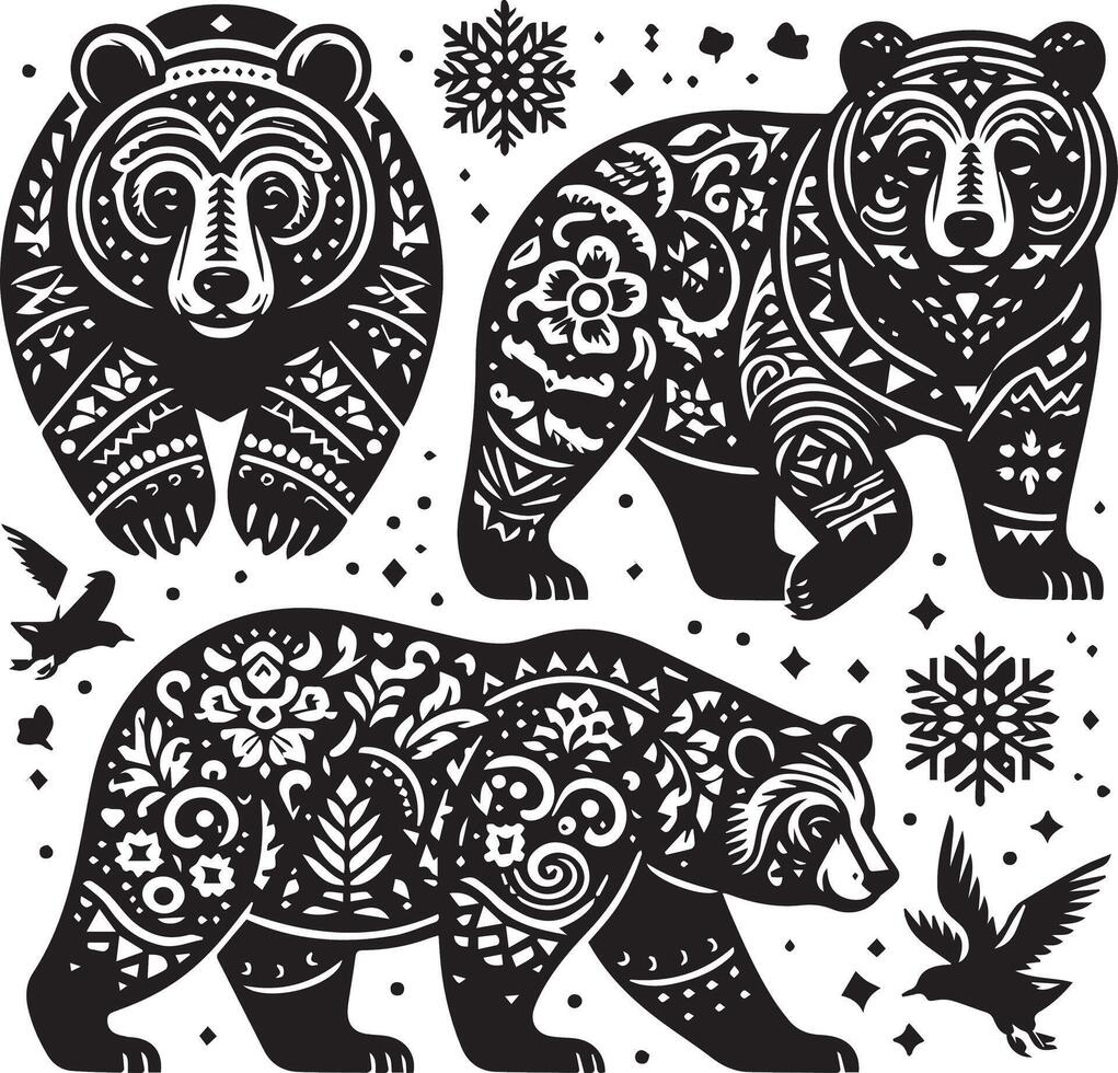 Bears design silhouette art work EPS file, Generator AI vector
