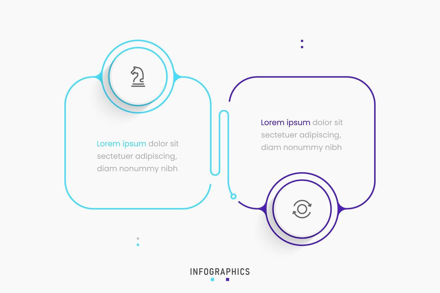 Infographic label design template with icons and 2 options or steps. Can be used for process diagram, presentations, workflow layout, banner, flow chart, info graph. vector