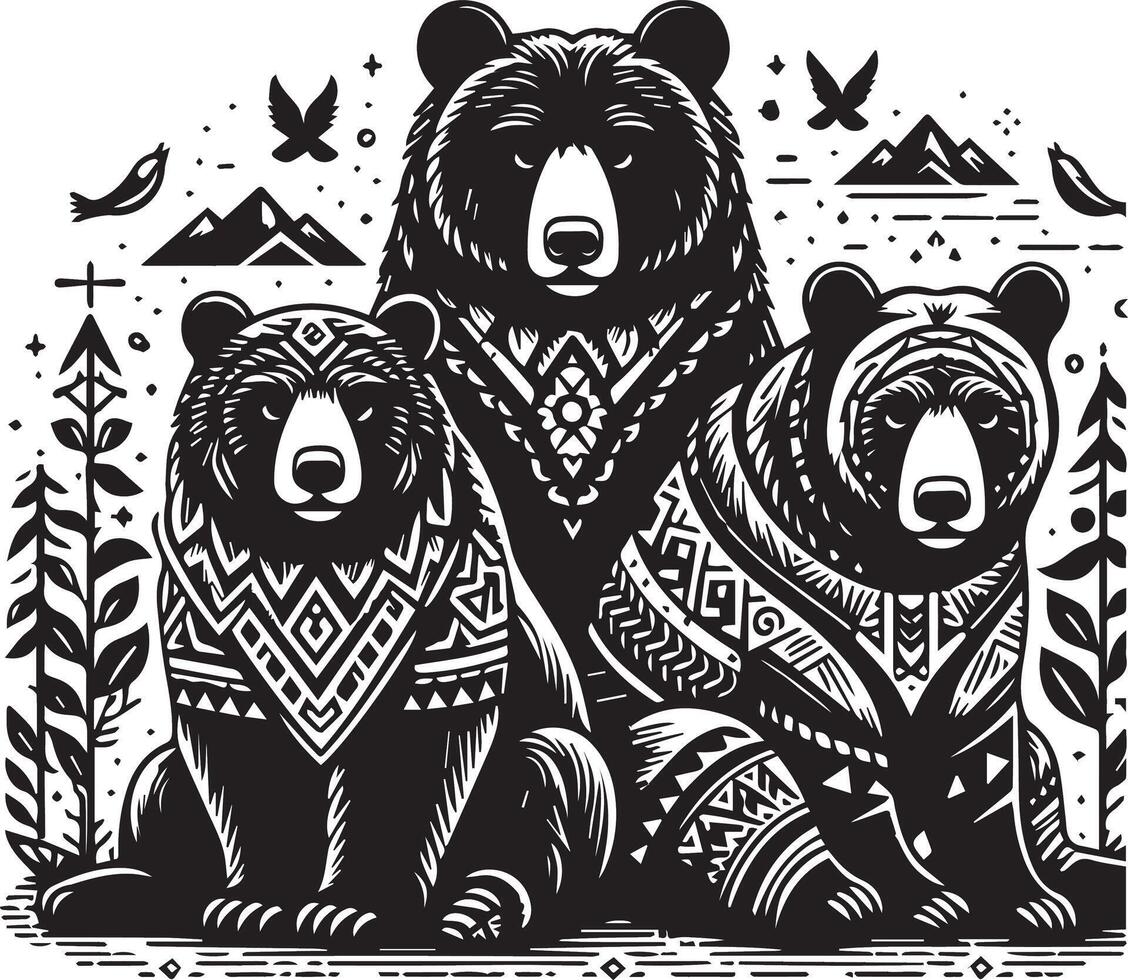 Bears design silhouette art work EPS file, Generator AI vector
