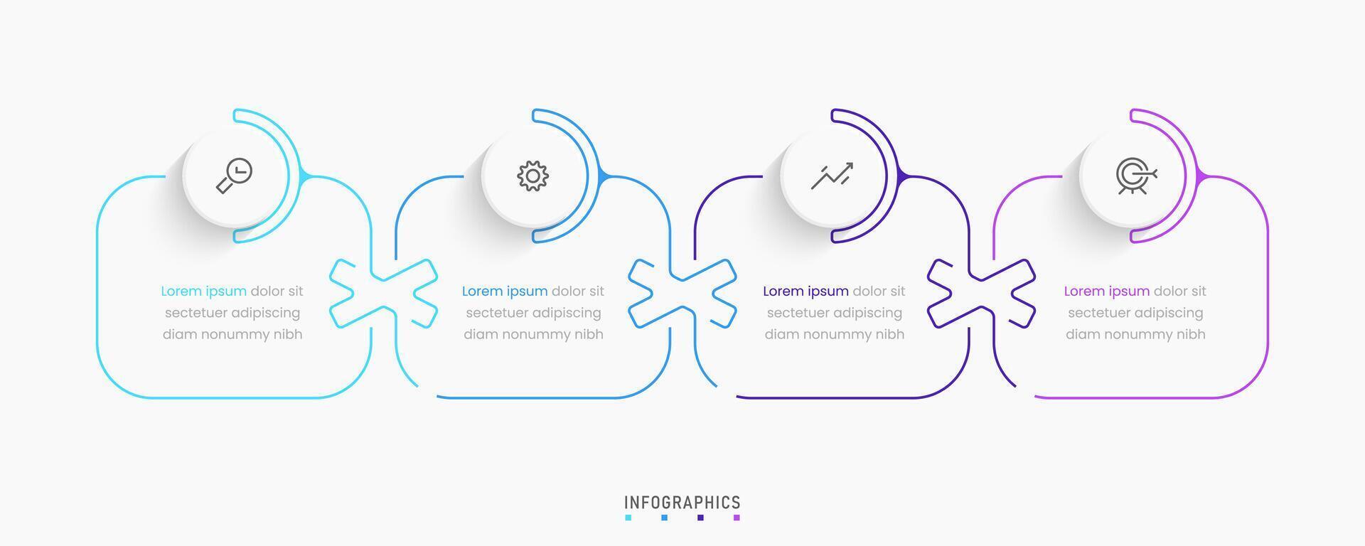 Infographic label design template with icons and 4 options or steps. Can be used for process diagram, presentations, workflow layout, banner, flow chart, info graph. vector