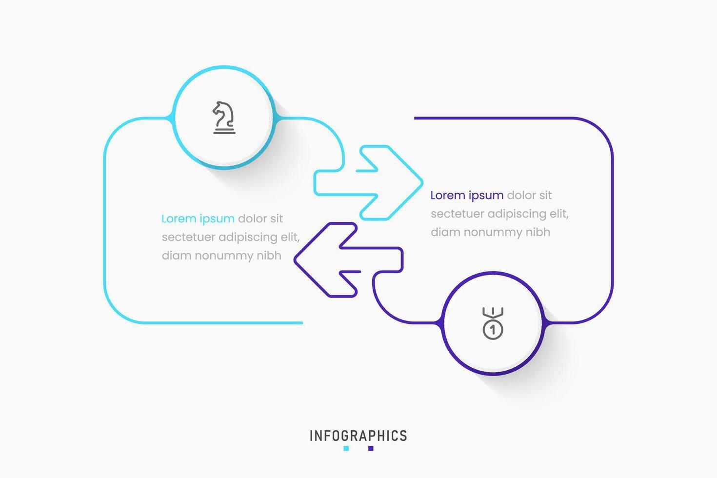 Infographic label design template with icons and 2 options or steps. Can be used for process diagram, presentations, workflow layout, banner, flow chart, info graph. vector
