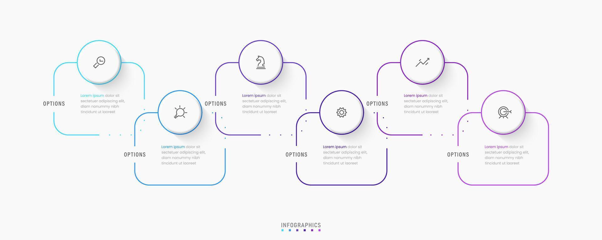 Infographic label design template with icons and 6 options or steps. Can be used for process diagram, presentations, workflow layout, banner, flow chart, info graph. vector