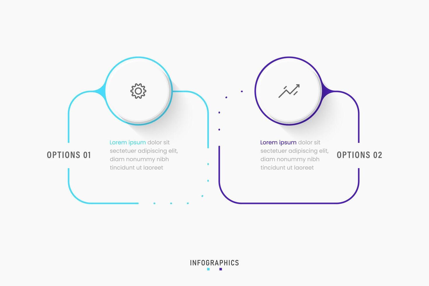 Infographic label design template with icons and 2 options or steps. Can be used for process diagram, presentations, workflow layout, banner, flow chart, info graph. vector