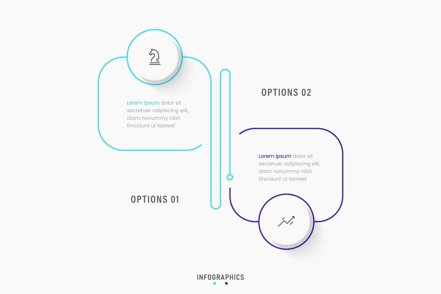 Infographic label design template with icons and 2 options or steps. Can be used for process diagram, presentations, workflow layout, banner, flow chart, info graph. vector
