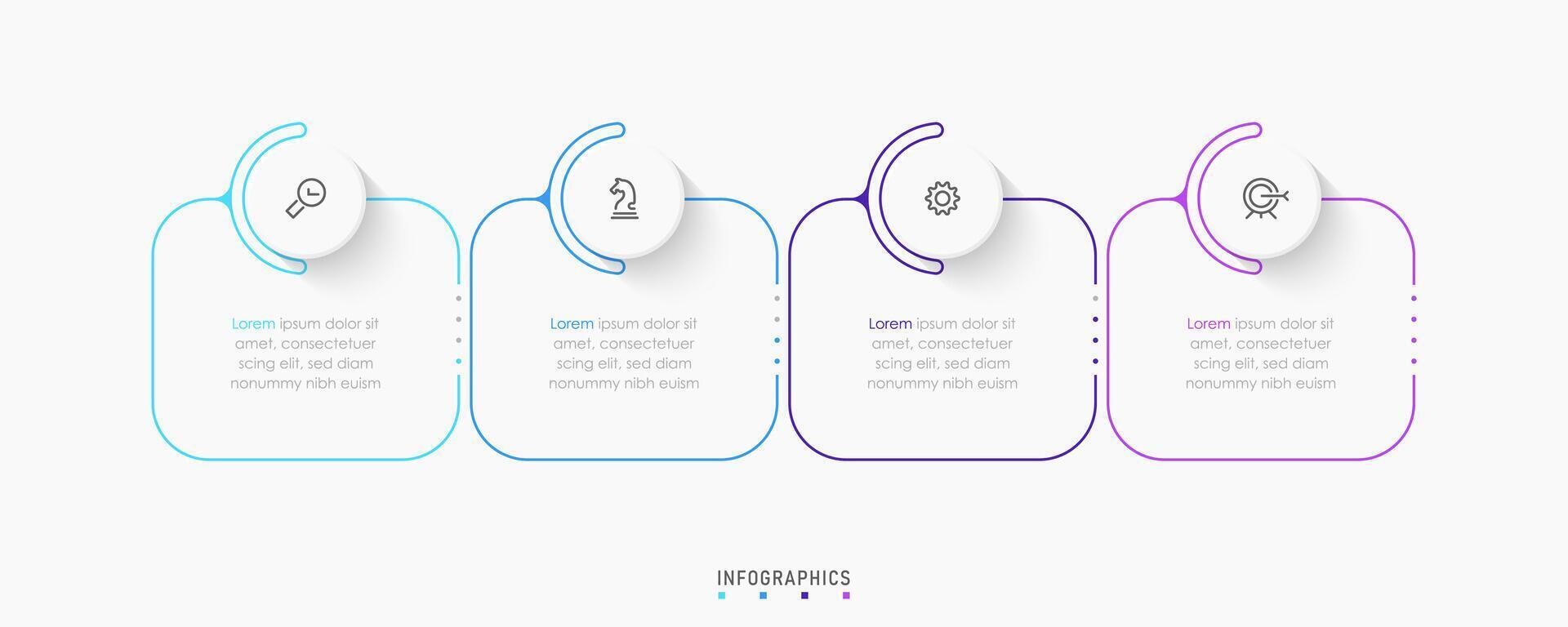 Infographic label design template with icons and 4 options or steps. Can be used for process diagram, presentations, workflow layout, banner, flow chart, info graph. vector