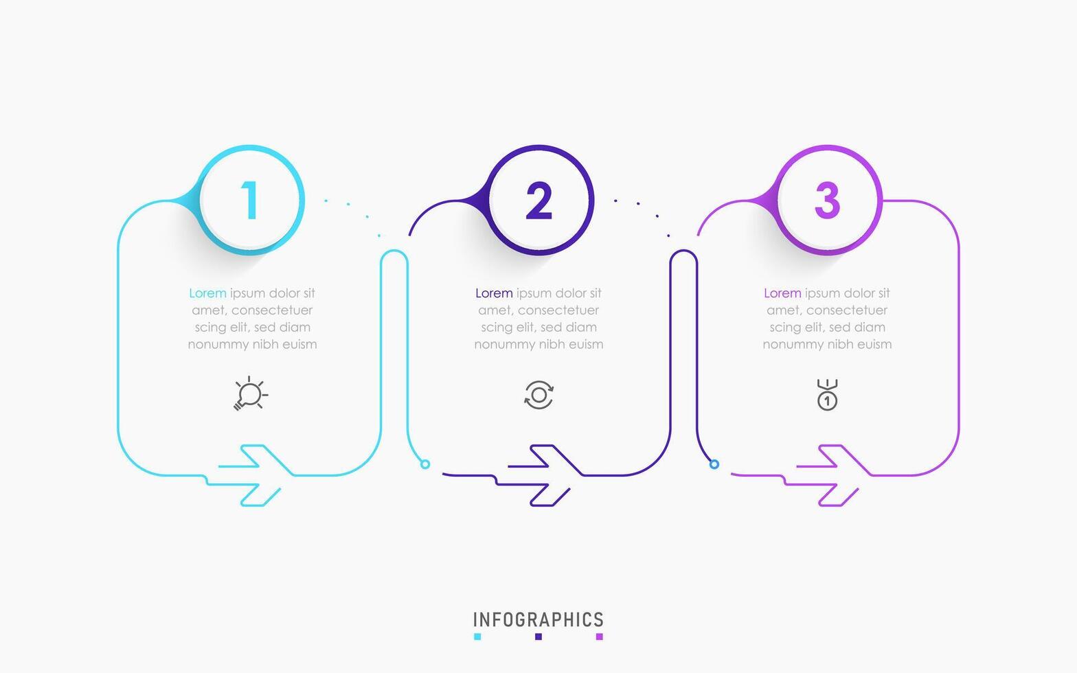 Infographic label design template with icons and 3 options or steps. Can be used for process diagram, presentations, workflow layout, banner, flow chart, info graph. vector