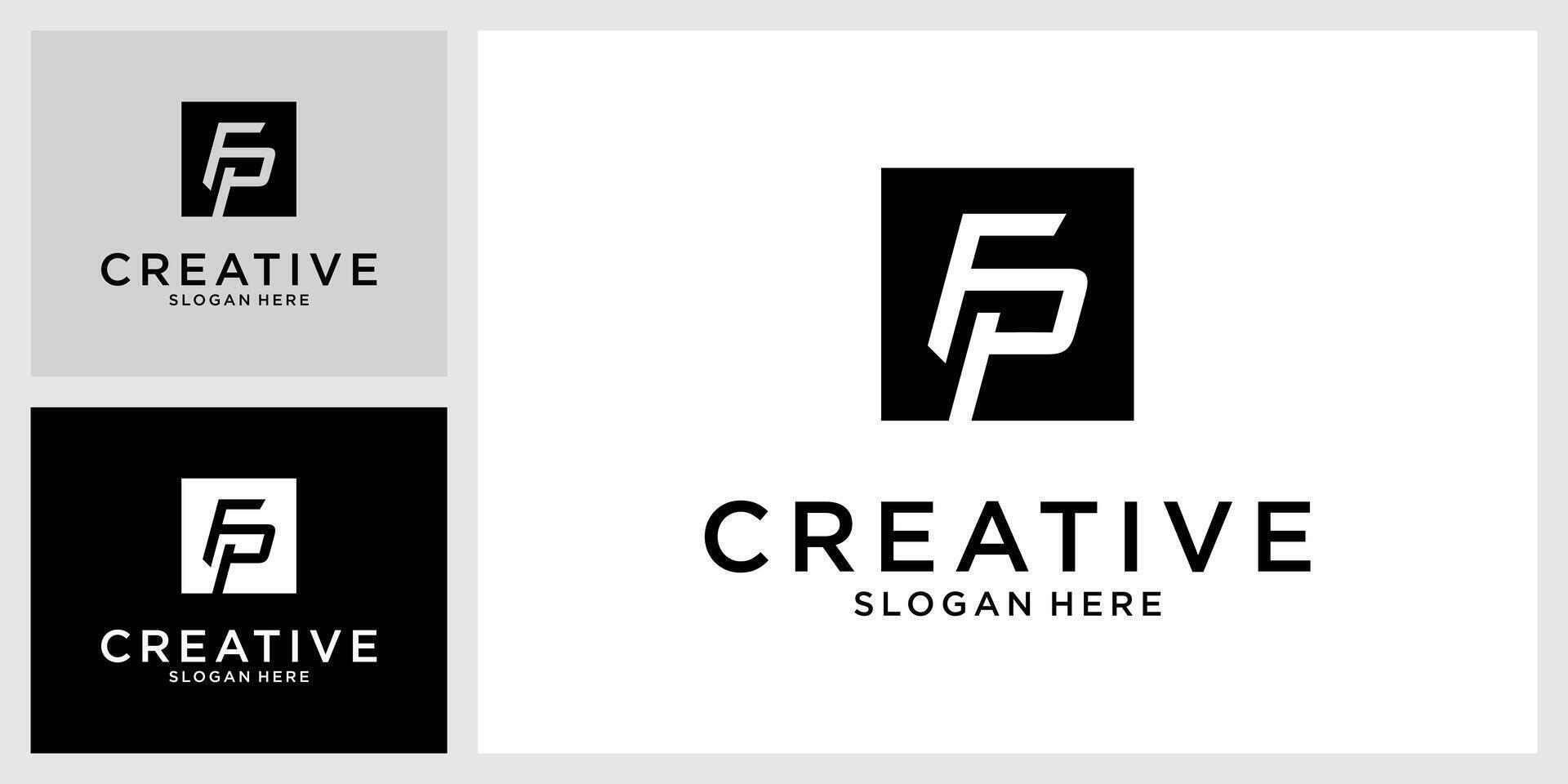FP or PF initial letter logo design vector
