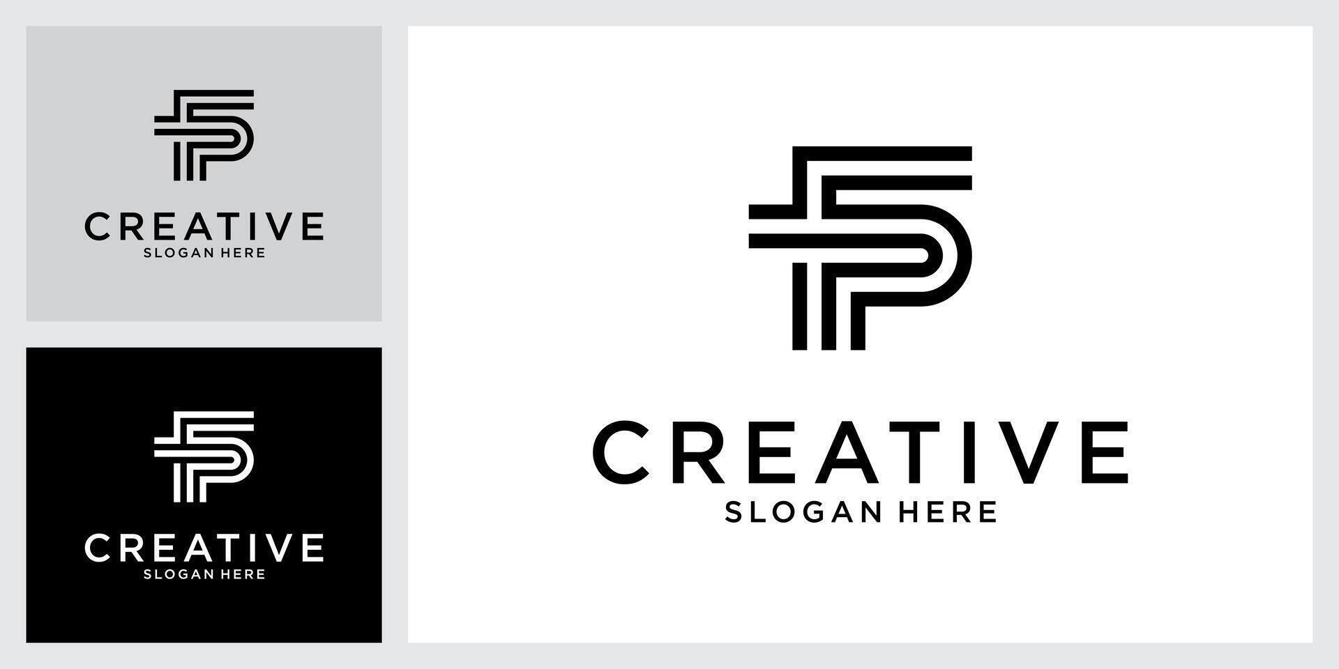 FP or PF initial letter logo design vector