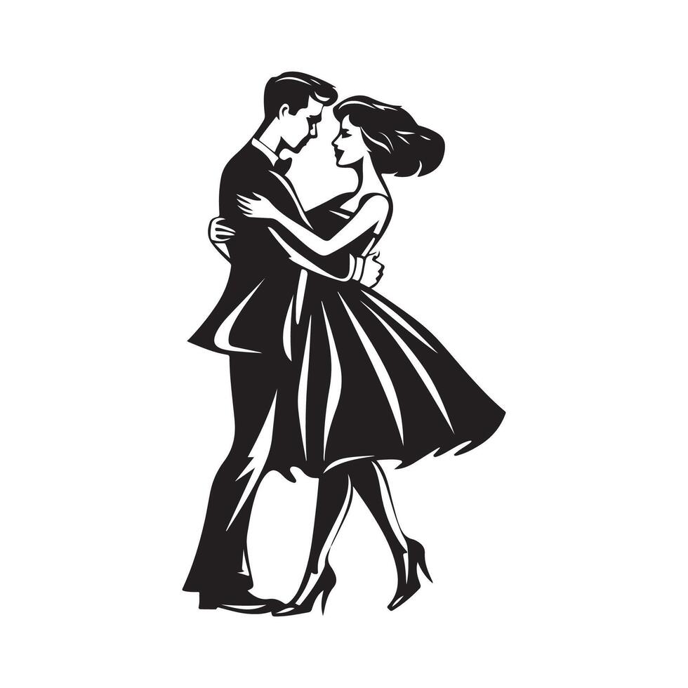 Illustration Couple Dancing Tango Stock image on white background vector