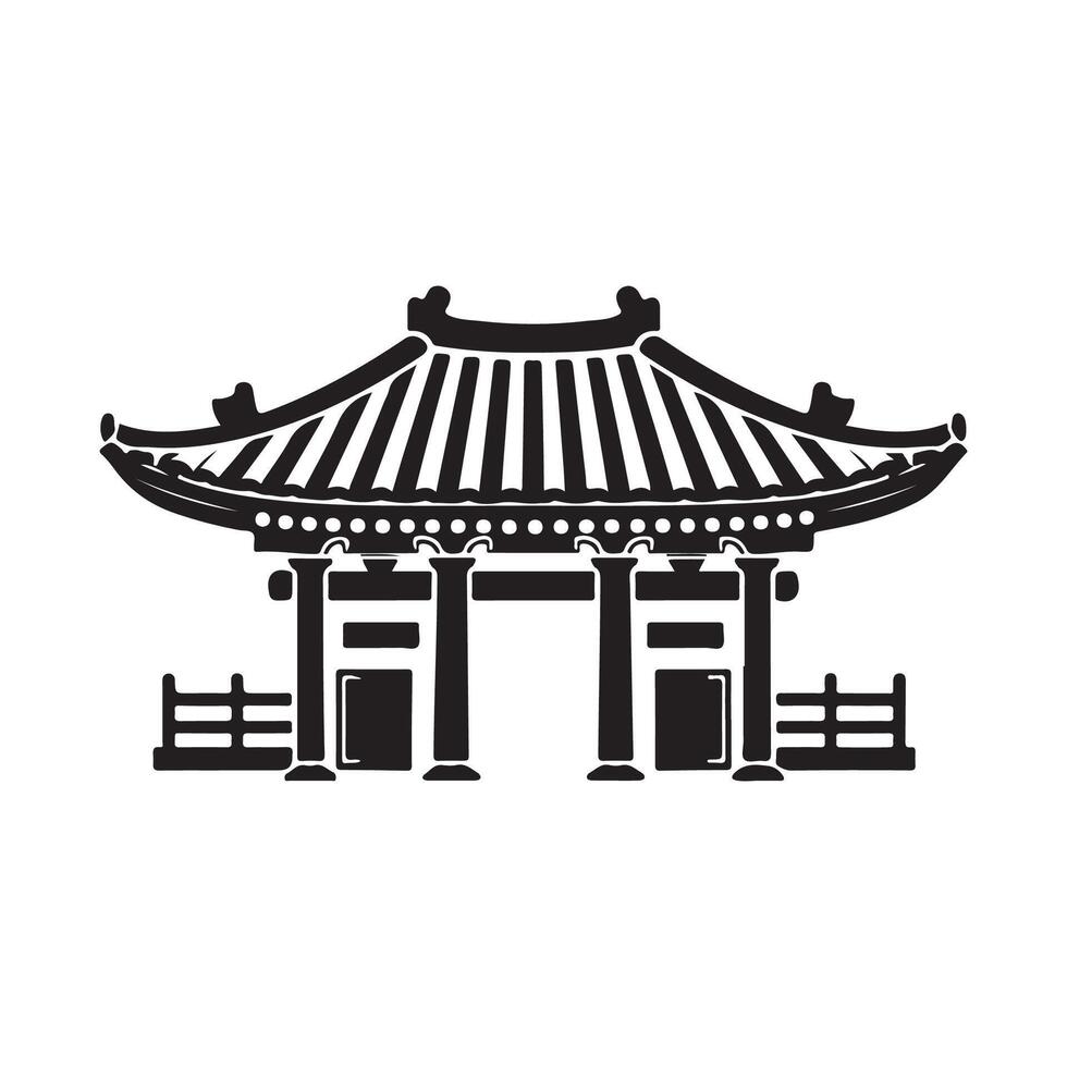 Korean building gate culture logo design isolated on white vector