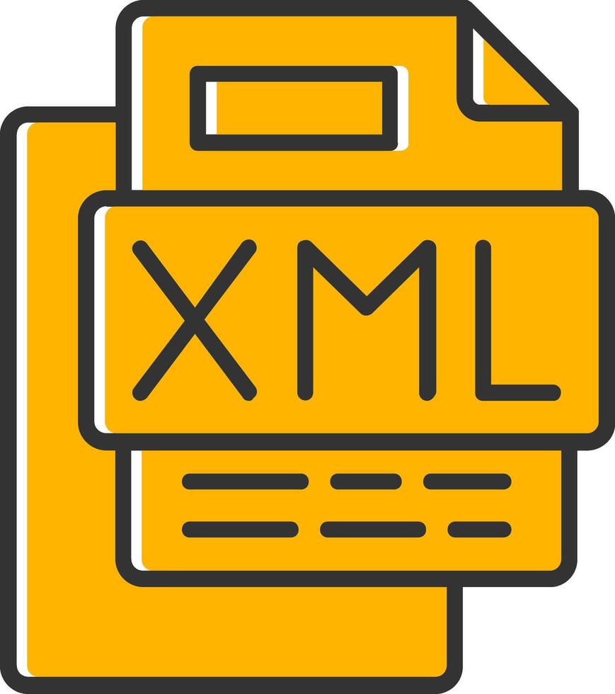 XML File Line Filled Slip Icon vector