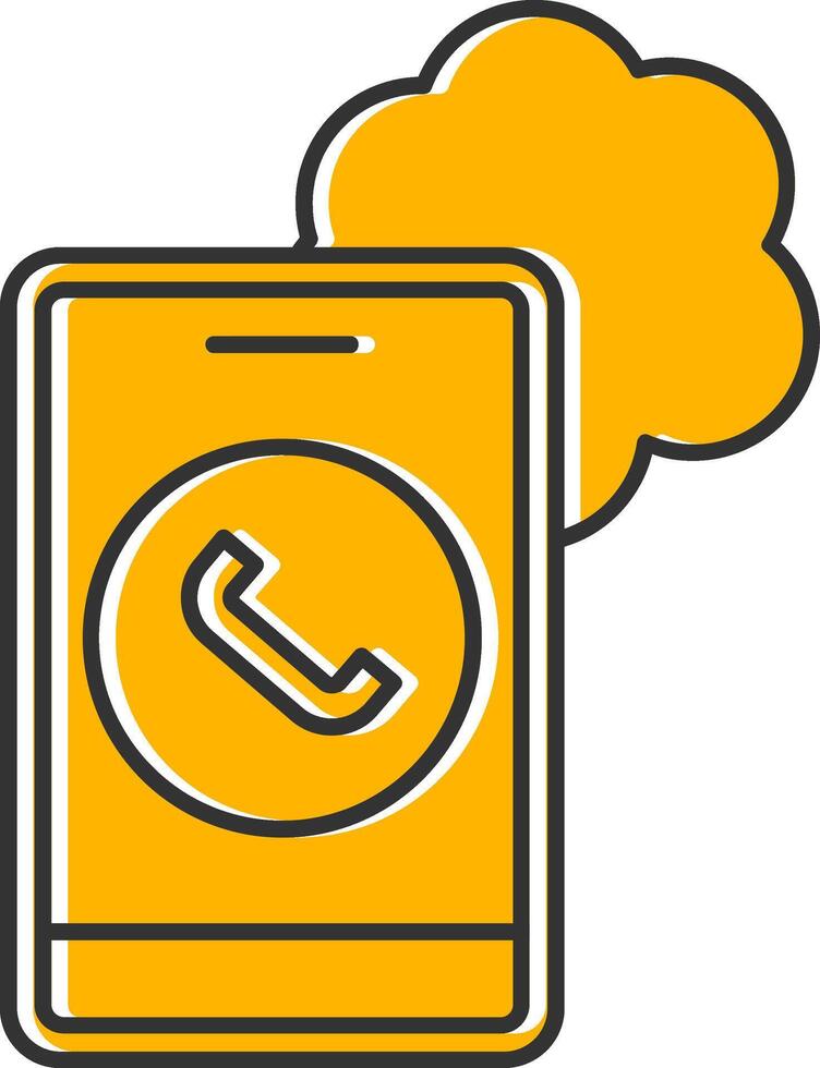 Cloud Based Calling Line Filled Slip Icon vector