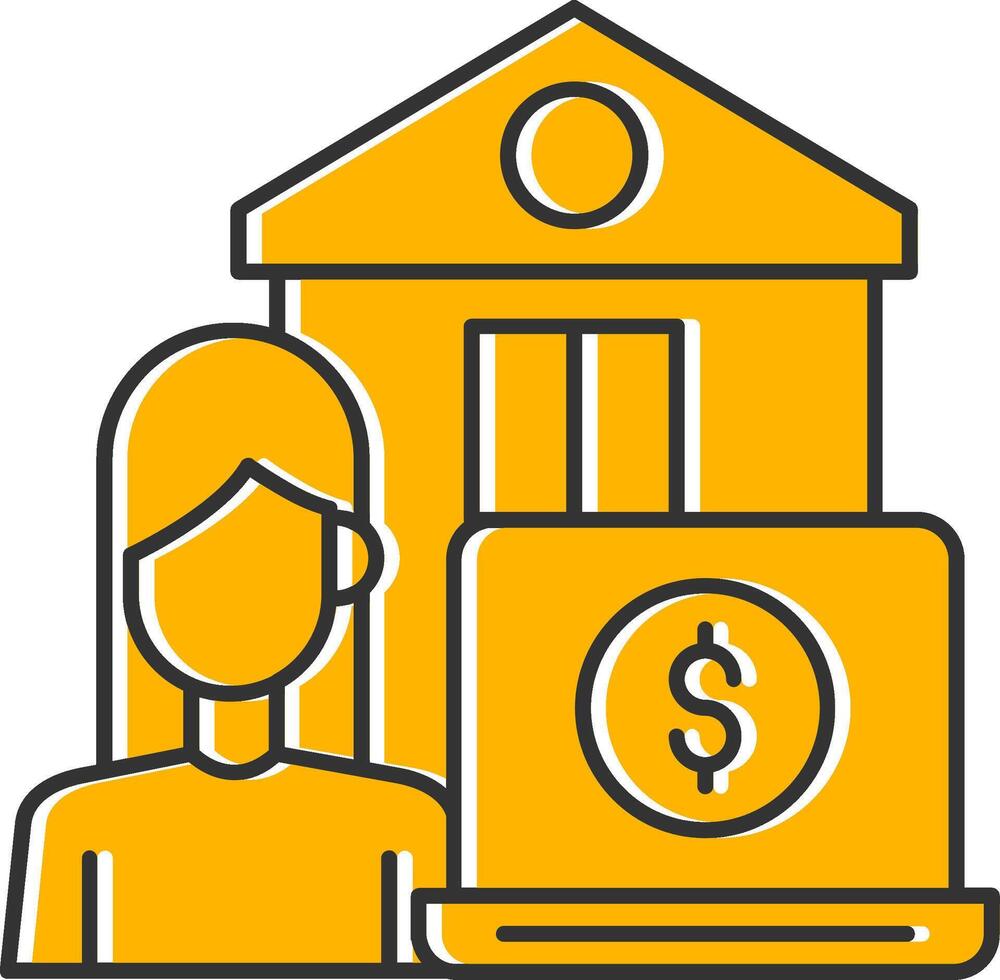 Work From Home Line Filled Slip Icon vector