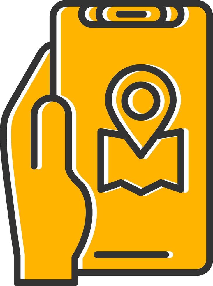 Location App Line Filled Slip Icon vector