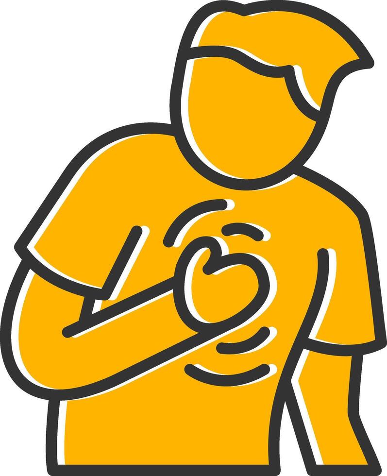 Chest Pain Line Filled Slip Icon vector