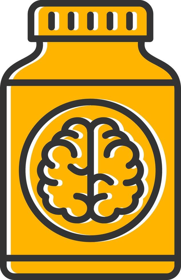 Brain Pills Line Filled Slip Icon vector